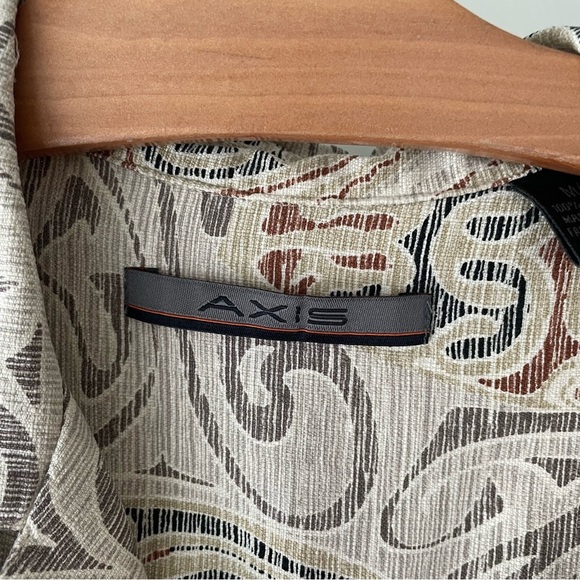 Axis 100% Silk Printed Casual Button Down Short Sleeve Shirt Mens Size Medium - Picture 7 of 7